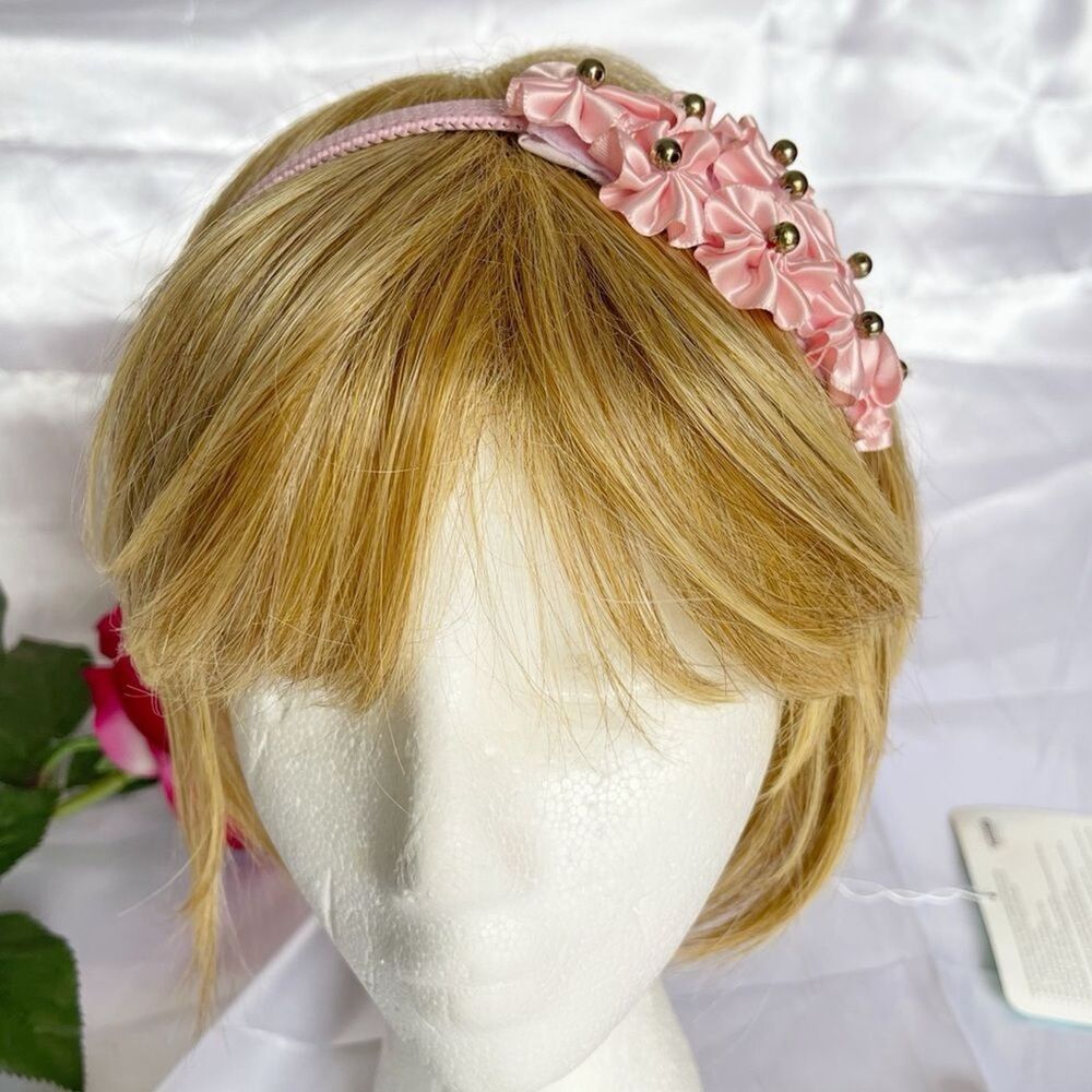 New Girls Pink Hairband head bands embellished handmade - Picture 6 of 16